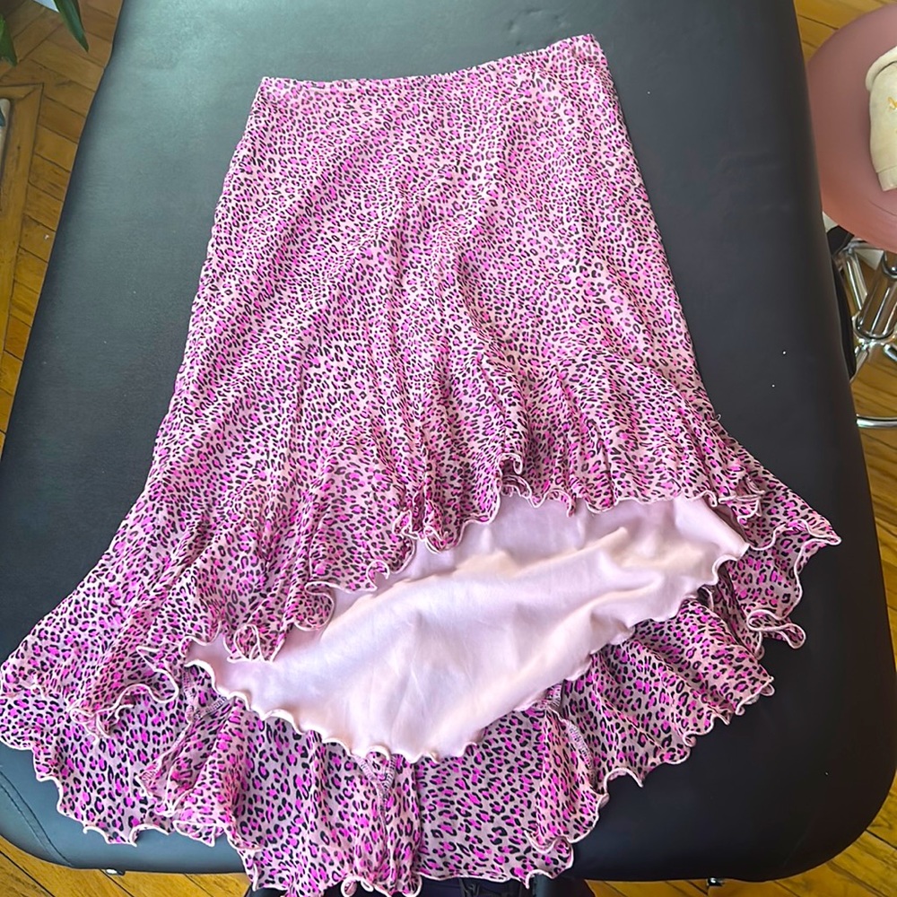 Vintage Betsey Johnson pink cheetah leopard skirt 90s Y2K